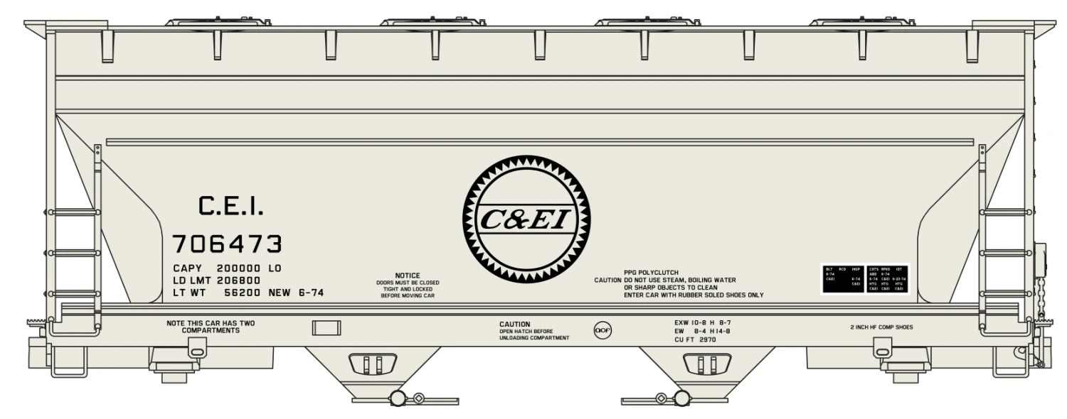 Accurail 81513 HO Scale ACF Covered Hopper Kit Chicago & Eastern Illinois C&EI 706473 1 Accurail 81513 HO Scale ACF Covered Hopper Kit Chicago & Eastern Illinois C&EI 706473