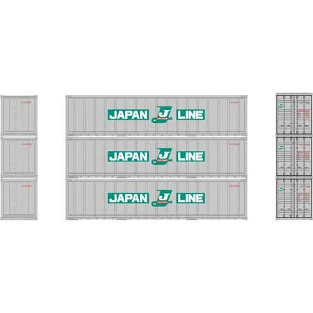 Athearn 17707 N Scale 40' Smooth Side Container Japan Line 3 Pack 2 Athearn 17707 N Scale 40' Smooth Side Container Japan Line 3 Pack - Image 2