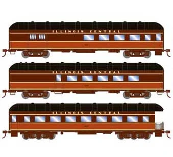 Athearn 73039 HO Scale Arch Roof Passenger 3 Car Set Illinois Central IC 1 Athearn 73039 HO Scale Arch Roof Passenger 3 Car Set Illinois Central IC