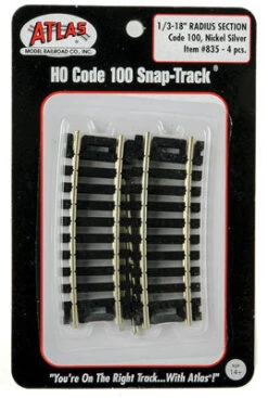 Atlas 835 HO Scale Code 100 Track 18" Radius 1/3 Curve (4 Pack)