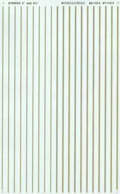 Microscale 91103 HO Scale Gold Stipes 3" And 4 3/4" Wide