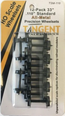 Tangent Scale Models 118 HO Scale 33" Normal Tread RP25 All-Metal Wheelsets 12 Pack