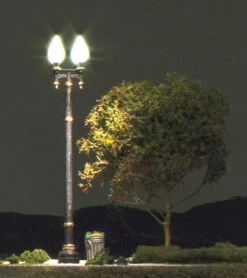 Woodland Scenics JP5632 HO Scale Just Plug Street Lights - Double Lamp Post (3-Pack) -Model Trains Shop woodland scenics jp5632 ho scale just plug street lights double lamp post 3 pack b 1
