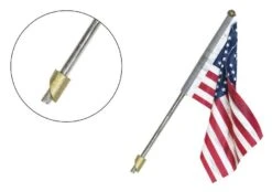 Woodland Scenics JP5954 Just Plug Medium (1-3/8") Wall Mount Pole With U.S. Flag And Spotlight