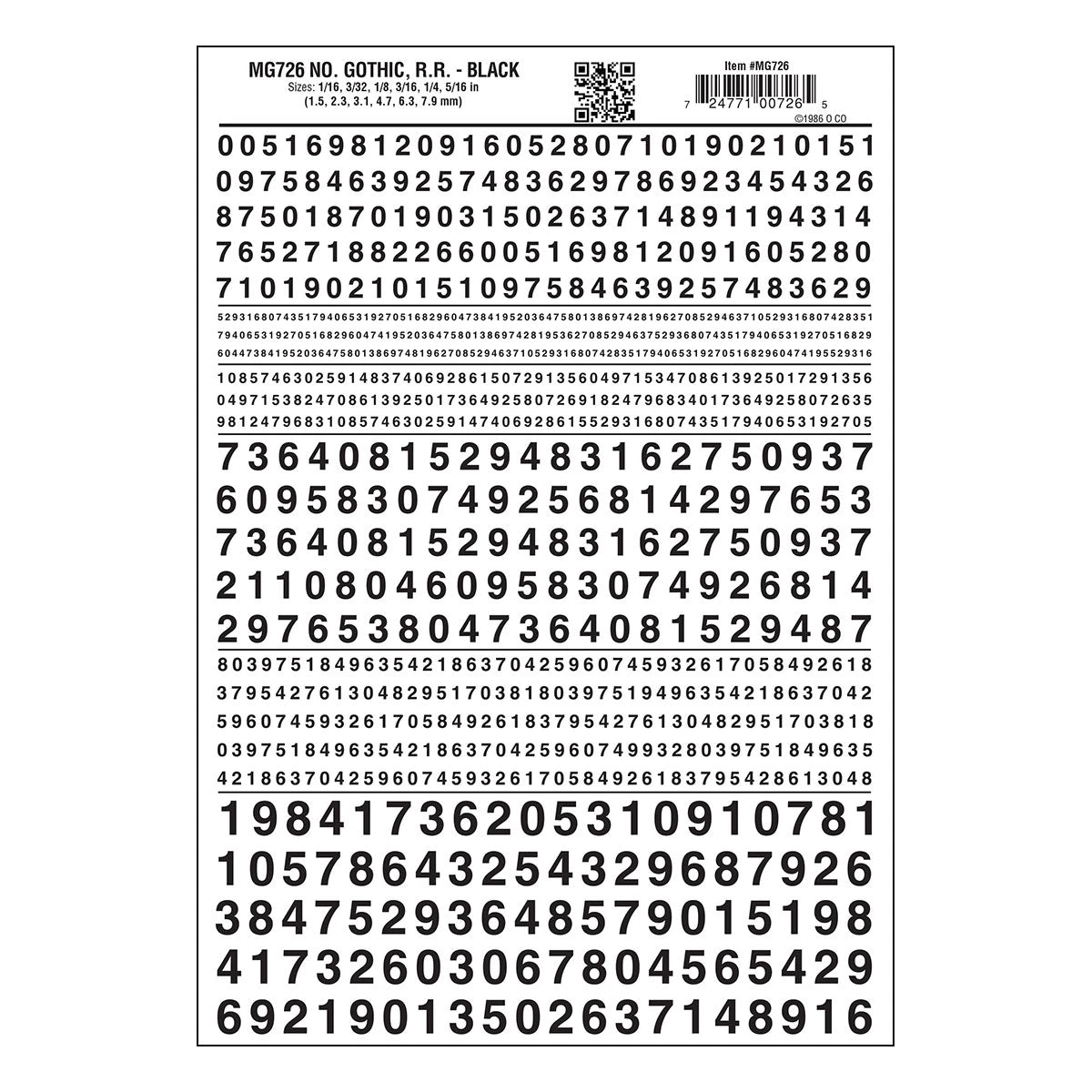 Woodland Scenics MG726 Model Graphics, Gothic Numbers, Black 1 Woodland Scenics MG726 Model Graphics, Gothic Numbers, Black